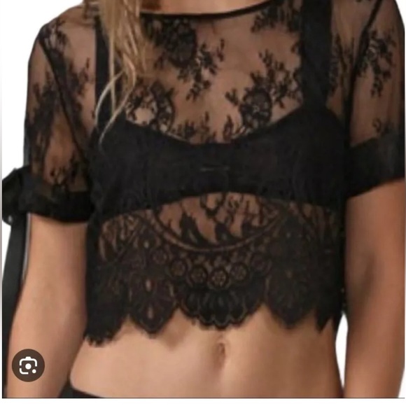 Gorgeous Anthropologie Floating Lace Cropped Blouse By Pencey - Picture 4 of 8